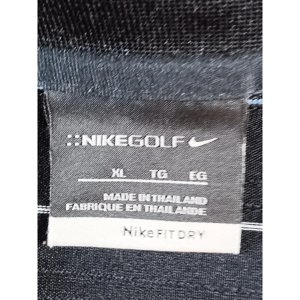 Nike Golf‎ Dri-FIT Polo Shirt XL Black Stripe Performance Short Sleeve Mens